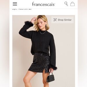 Francesca’s Black Elegant Sequin High Rise Skirt ONLY, Size Small, NWT